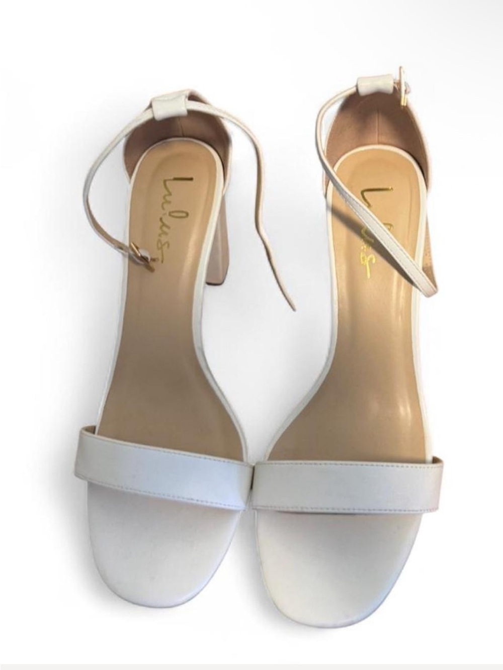 Lulu's White Strappy Block Heel Sandals